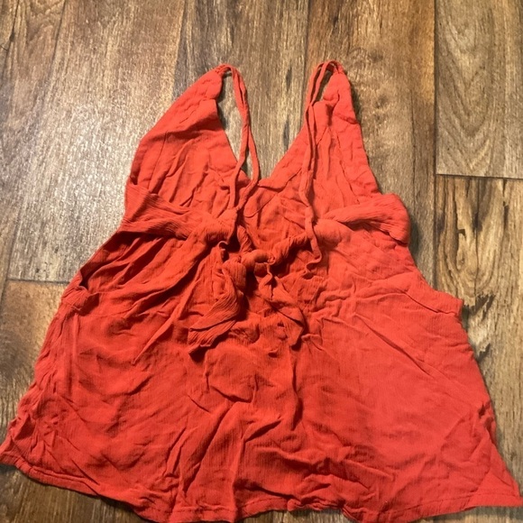 Lulus Adrift Tank Top Women's Medium Orange Side Cut Out Tie Back - Picture 3 of 7